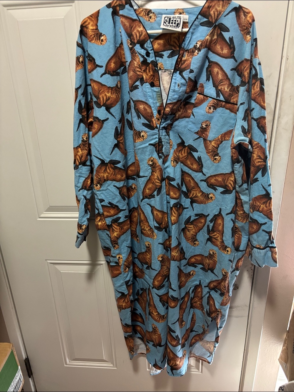 Joe Boxer Mens Blue Flannel Nightgown Large